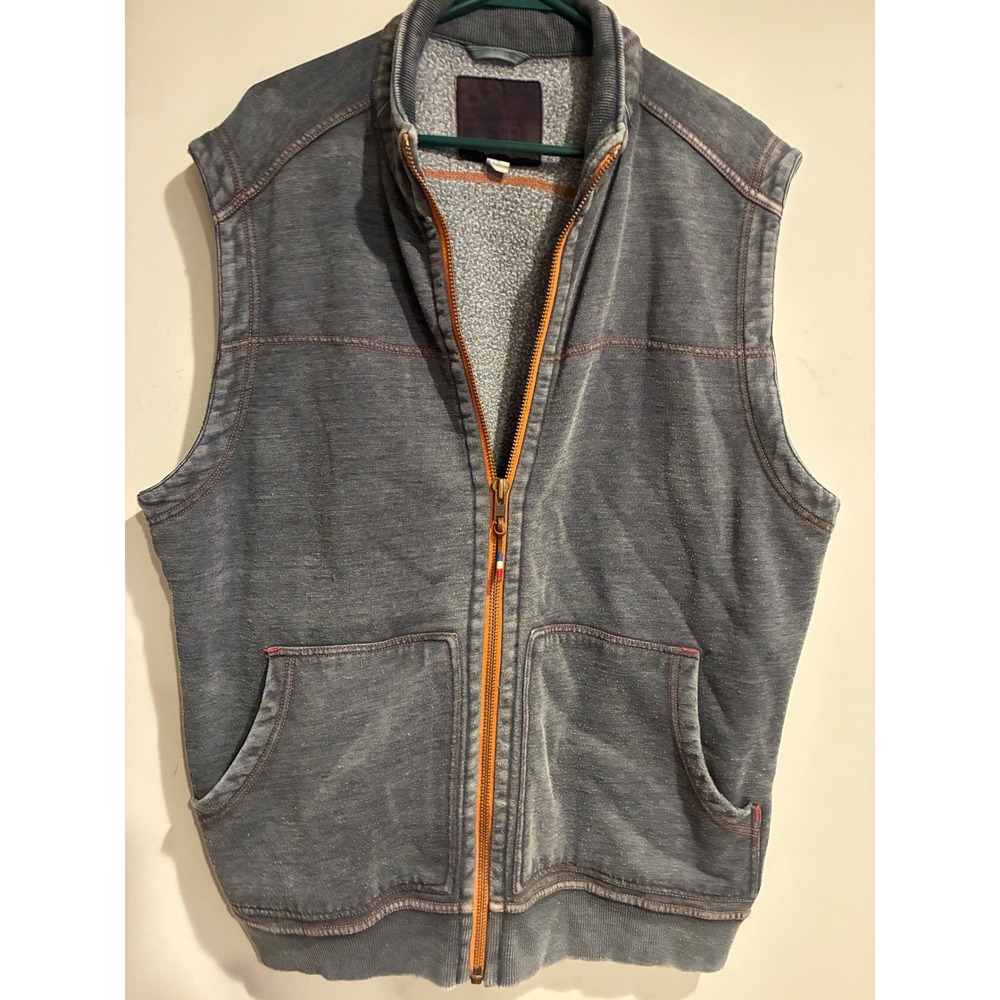 Bobby Jones Mens Full Zip Fleece Vest Navy Blue Orange XL Mock Neck Pockets - Picture 2 of 6